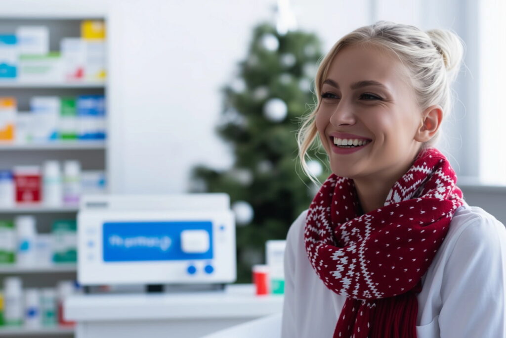 Smiling after pharmacy treatment